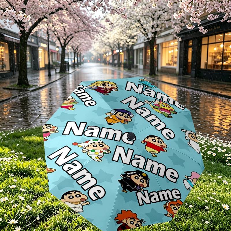 Custom Name Personalized Cartoon comics Print Umbrella, Auto Open Close, 8‑Rib Sturdy Frame, Commute Camping Hiking Use, Birthday Gift