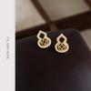 Gourd~ Micro-inlaid Zircon Needle Color Retention Electroplating Commuter Style New Earrings Stud Earrings