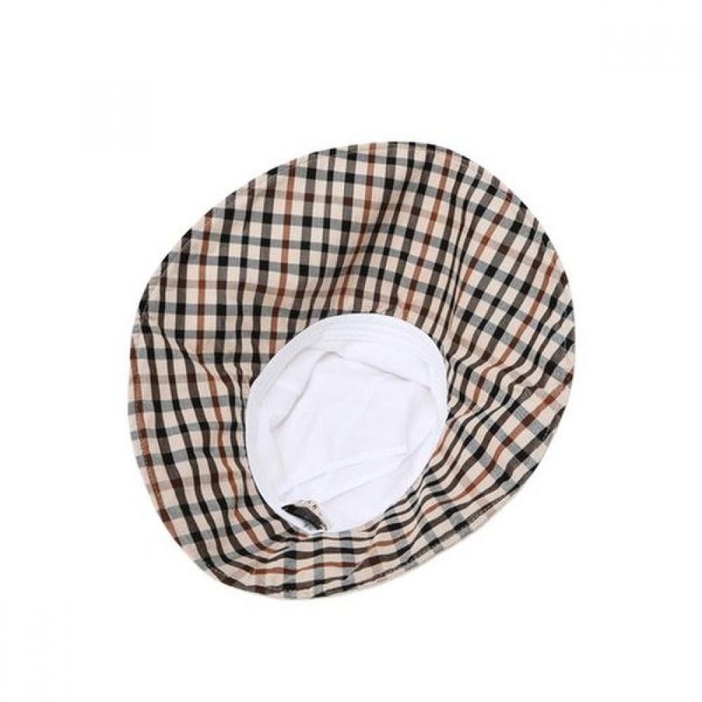 DakS Women S Beige Check contraSt Linen Floppy Hat Dbhe4e121i2