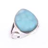 Natural Republic Larimar Edelstein Handgefertigt 925 Sterling Silber Ring Größe 10 v0O76