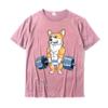 Corgi Levantamento de Peso Engraçado Levantamento Terra Homens Fitness Academia Treino Design de Camiseta Premium Camiseta Fofa Algodão Masculina Camiseta Hip Hop