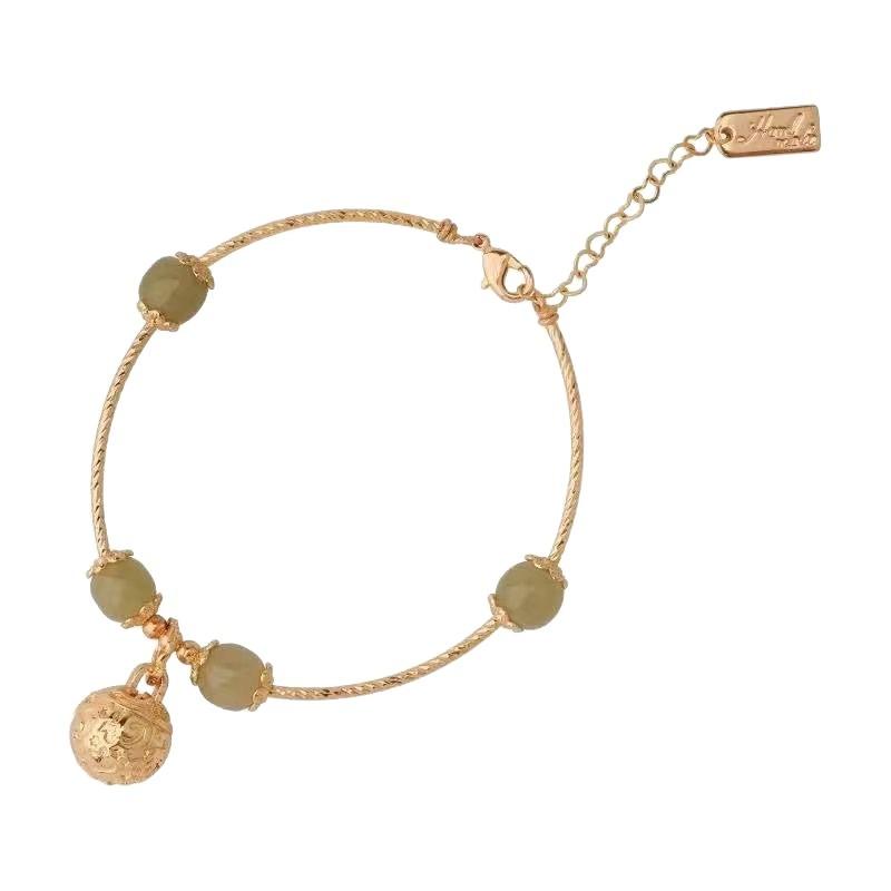 Imitation Hetian Jade Bell Bracelet for Women, High-End Personality New Style Hanfu Light Luxury Accessory for Women