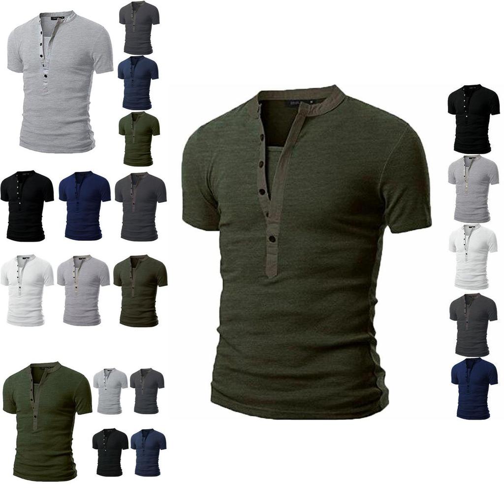 Fashion Men's Slim Fit V Neck T-shirt Muscle Tee Casual Tops Short Sleeve Blouse In Stylish Solid Colors