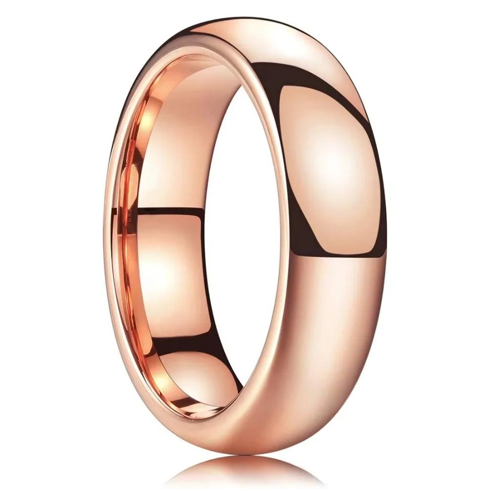 

Men Women Simple Glossy Stainless Steel Ring Fashion 6mm Rose Gold Color Titanium Steel Rings for Wedding Engagement Jewelry 7