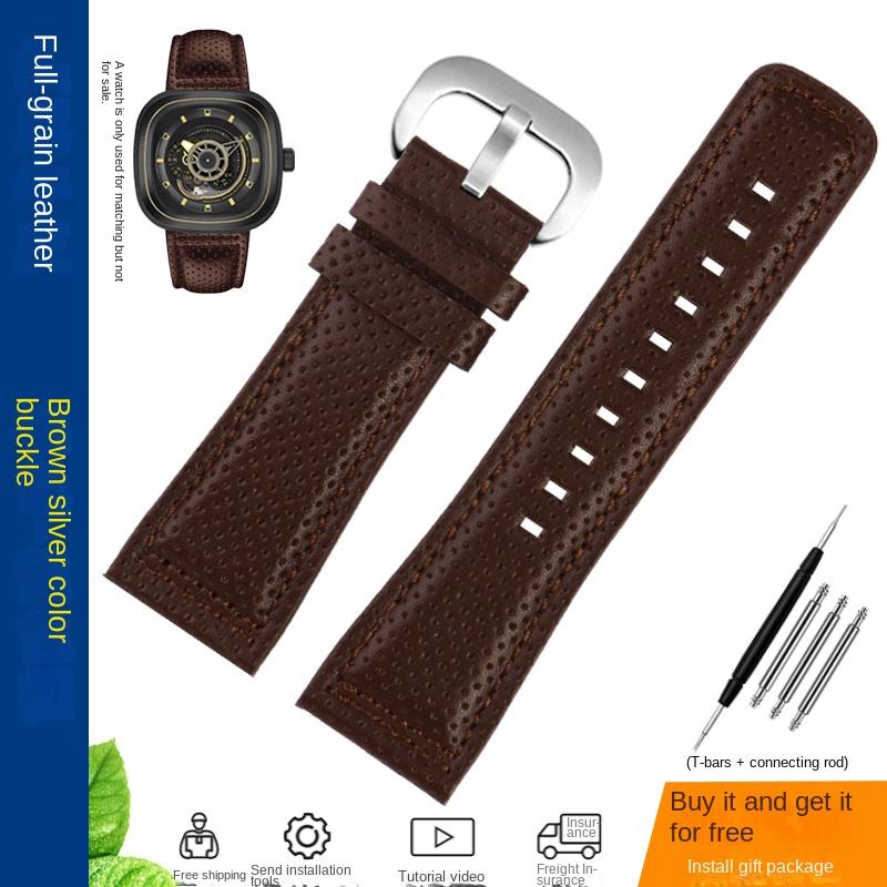 Rindsleder Uhrenarmband für Seven Friday SF-M2/Q201/02/03 P3C/02/SF-M3/04/P1B/01 Armband Echtes Leder Uhrenarmband 28mm Herren Armband
