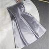 Acetic Acid Fabric Slimming Midi Skirt for Petite Women, A-Line, Mature, Drapey, Lustrous, Elastic Waist