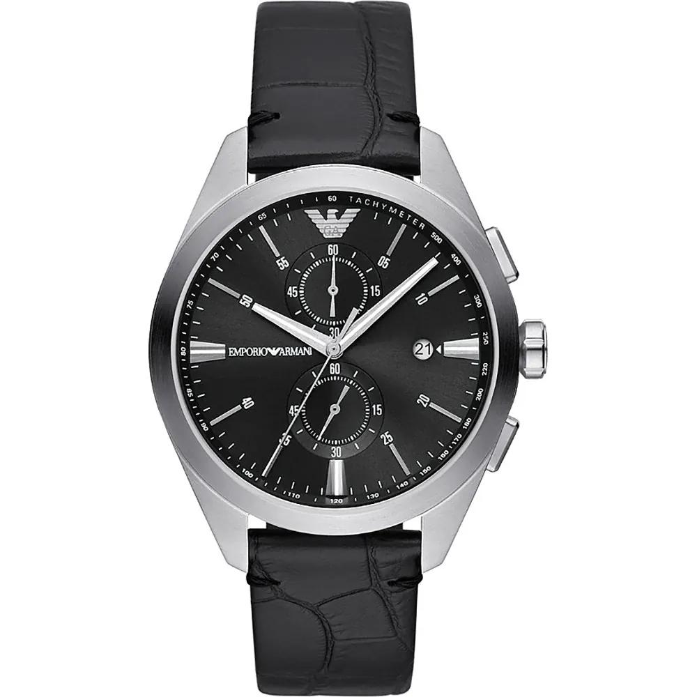 Emporio Armani Claudio Black Leather Men s Quartz Chronograph Watch AR11542 чёрный