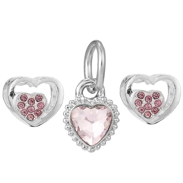 3pcs /Lot Pink Love Heart Beads Enamel Mom Pendant Fit Diy Brand Charm Bracelets Necklaces For Women Mother Jewelry Making