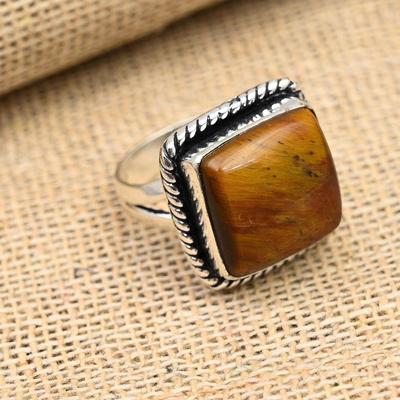 Tiger's Eye Gemstone Handmade 925 Sterling Silver Wedding Jewelry Ring