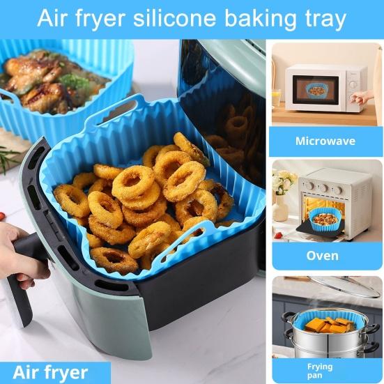 Air Fryer Silicone Baking Pan with Handles Non-Stick Air Fryer Basket Dishwasher Safe BPA-Free Air Fryer Pan for Even Cooking And Easy Cleaning