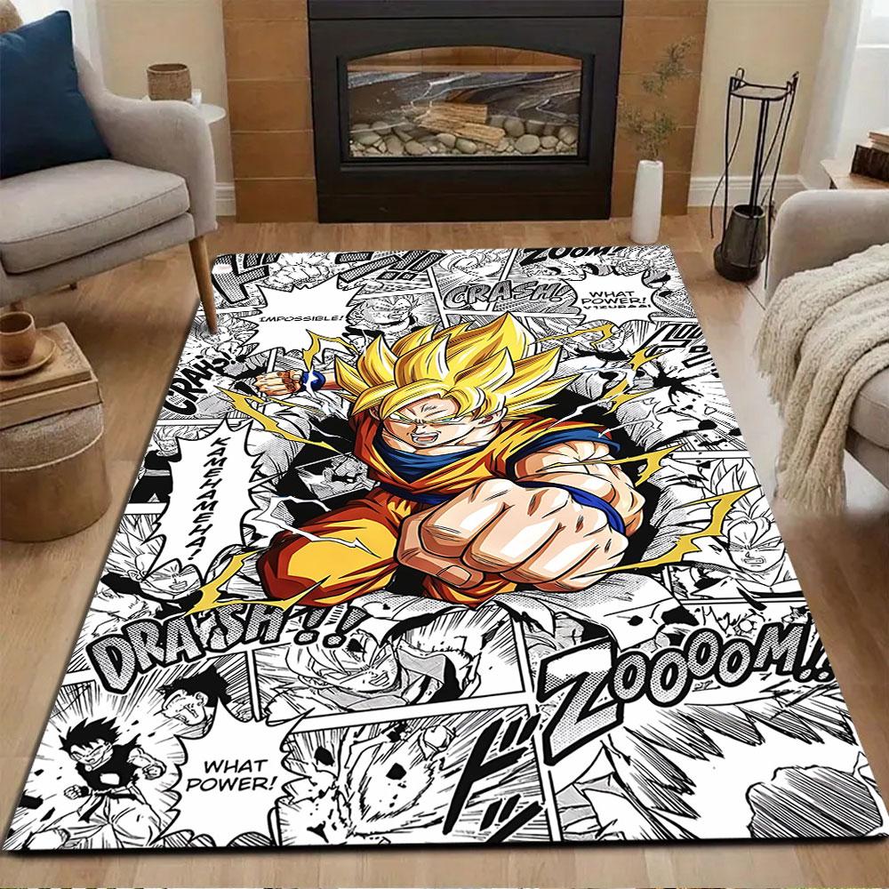 Super Saiyan Power Burst Patterned Carpet, Non Slip Mat Suitable for Living Room and Bedroom Sofas