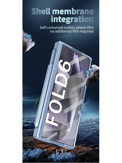 Compatible Samsung Z Fold7/6 Case with Dual Hinge Pen Slot, Pen Shell Film, Full Coverage, and Drop-proof Protection.