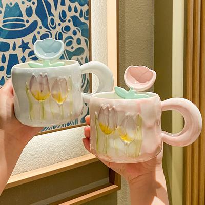 Ins Cute Tulip Mug Design Sense Ceramic Water Cup Souvenir Event Gift Office Coffee Cup
