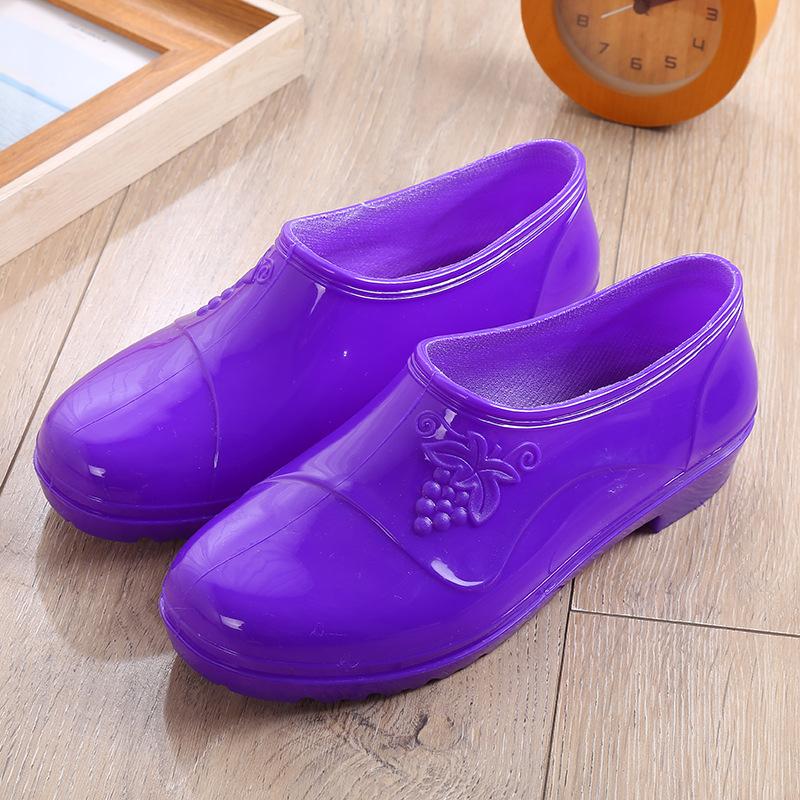 Low-top Spring and Autumn Jelly Waterproof Shoes Fashion Rain Shoes Women's Summer Kitchen Work Rubber Shoes Outer Wear Non-slip Shoes Adult