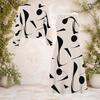 Women Plus Size Beige Black Printed Two Piece Set Round Neck Long Sleeve Cropped Cardigan Sleeveless Midi Dress