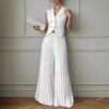 1116 European and American Women's Clothing New Fashion Vest Vest Pleated Skirt Pants Two-piece Trousers Suit Women