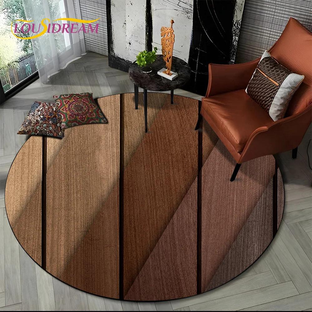 Ultimo Tappeto Rotondo con Linee Effetto Legno Colorato 3D, Tappeto per Soggiorno Camera da Letto Divano Stanza dei Giochi Bambini Decorazione, Antiscivolo per Animali Domestici Regalo