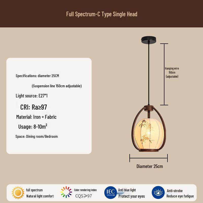 

Zen Style Pendant Light with Bamboo Leaf Design, Wrought Iron, and Wood Finish – Ideal for Chinese Restaurants and Tea Rooms