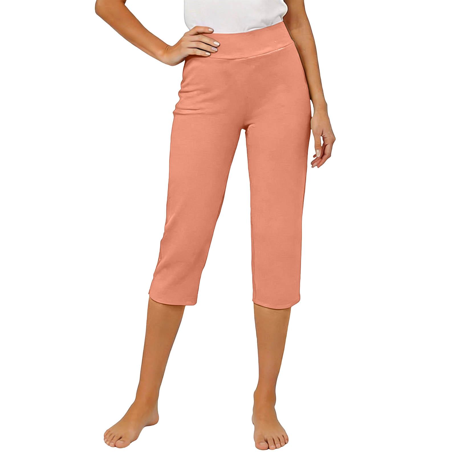 

Women High Waist Stretchy Cropped Yoga Pants with Pockets Comfortable Fitness Capris for Casual or Athletic Wear XL