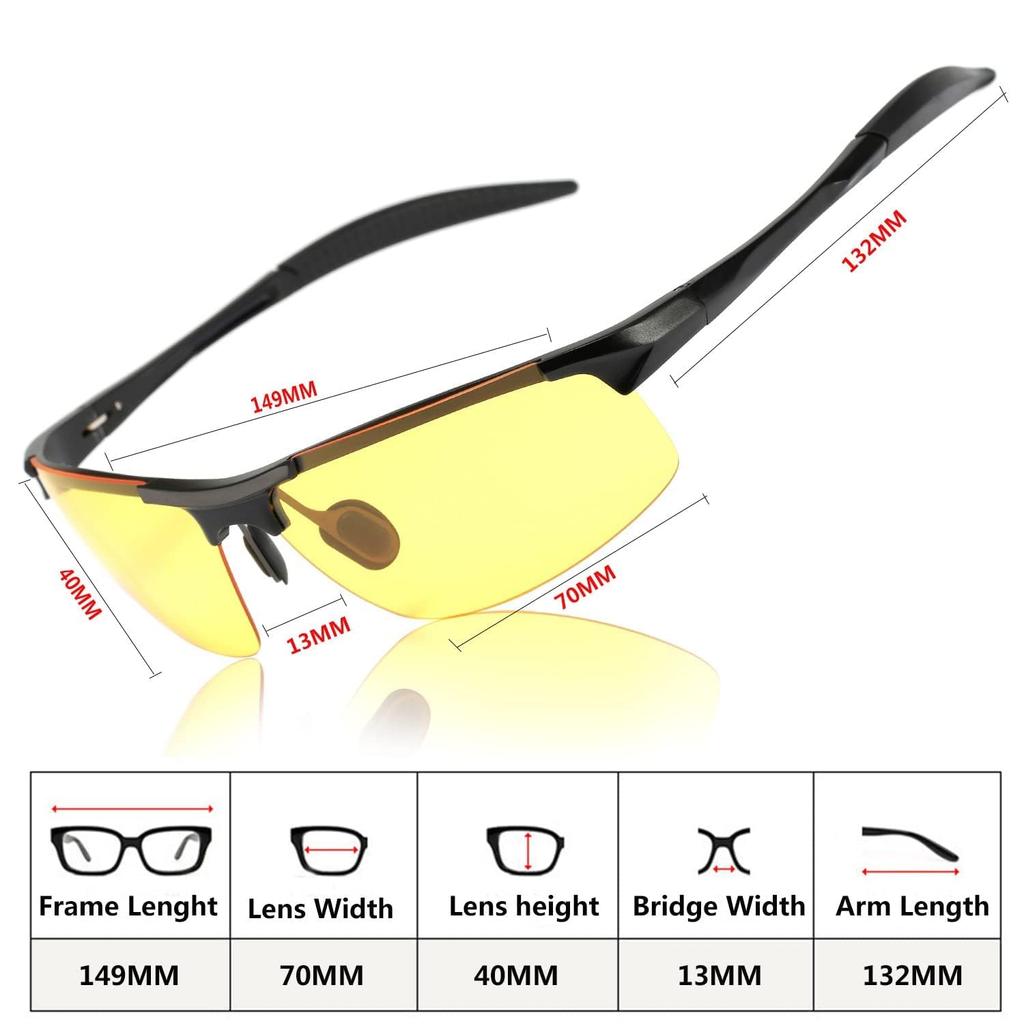 SOXICK Night Driving Polarized Sports Day and Night Yellow UV400 Drop Ultra Lightweight Men's Sunglasses, Sunglasses, Glasses, Use, Lenses,