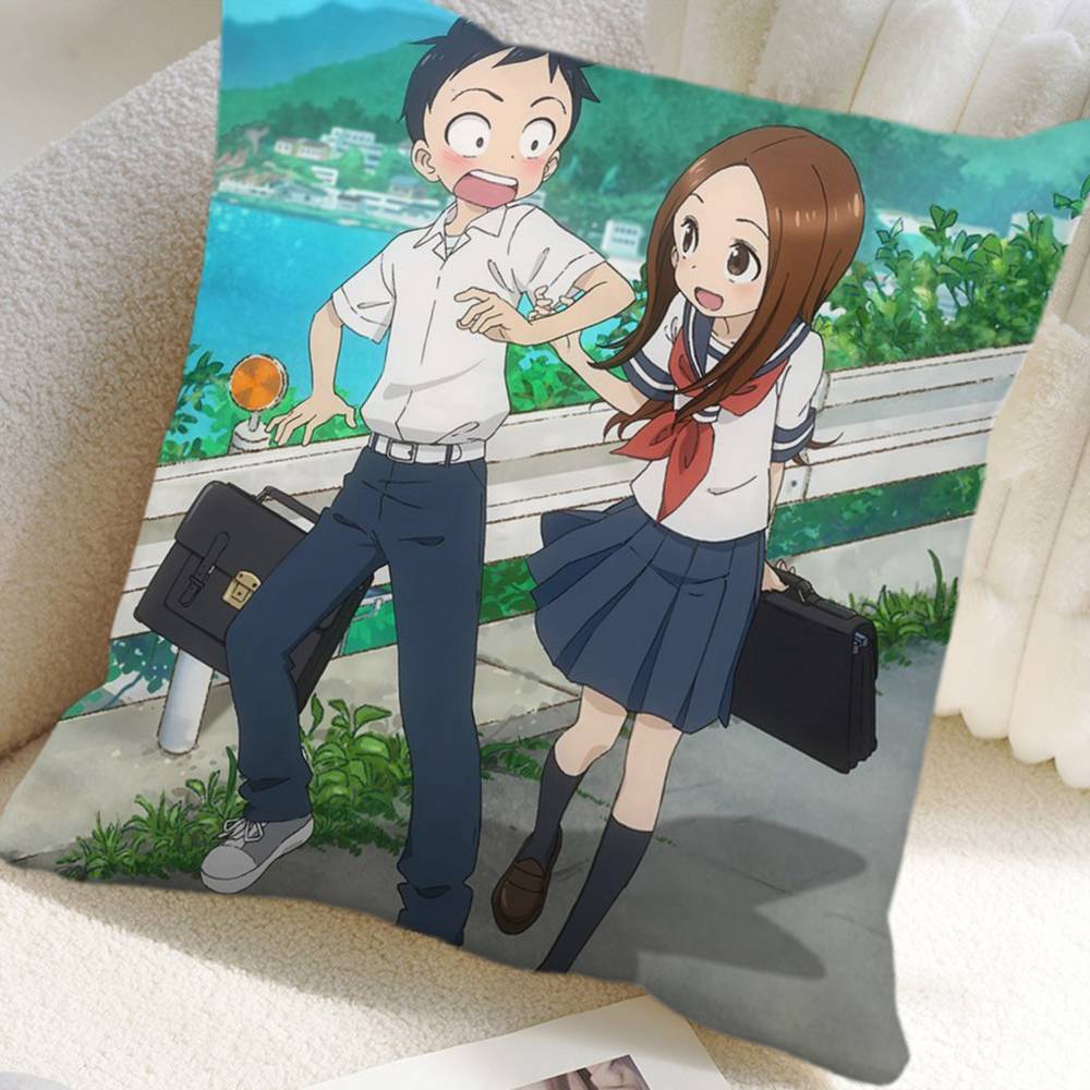 Teasing Master Takagi-san Anime Pillow Case Square Pillow Bedroom Sofa Leisure Comfort Cushion Car Home Decoration