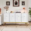 Sideboard, High-Gloss Storage Unit, Gold Handles and Legs, with Shelves. 140×80×40cm