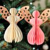Angel Honeycomb Ornament Paper Angel Hanging Ornament with Sparkling Edge 3D Honeycomb