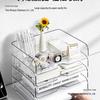 Transparent Acrylic Tiered Desktop Organizer Box for Office, Dorm, or Study Desk
