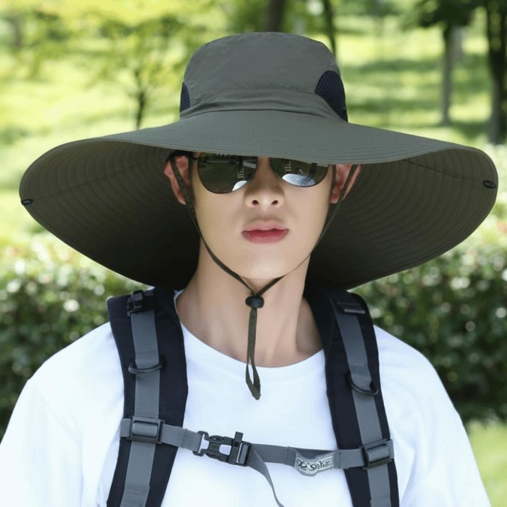 Portable UV Sun Protection Wide Visor Brim Hat 15CM Large Brim Breathable Sun Protection Hat Foldable Bucket Cap Men