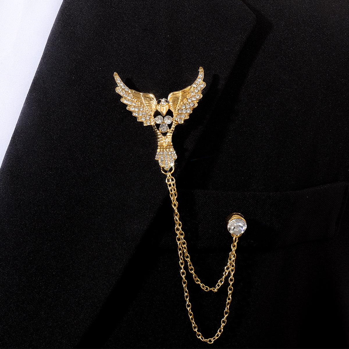 

Мужской модный набор булавок для воротника: Японский и корейский стиль с украшениями в виде орла, короны, кисточки и креста.