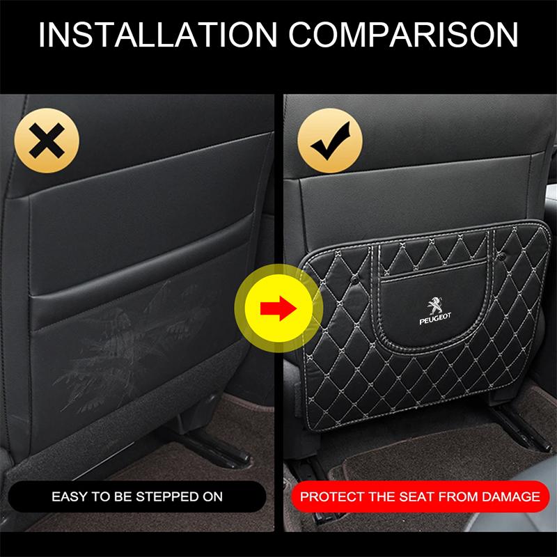 Covorașe Anti-lovire cu Piciorul pentru Mașină, Interior Piele PU, Protecții Spătar Scaun Auto pentru Peugeot 308 408 508 RCZ 208 3008 2008 206 207 108 406 407 408 206 207 306 307