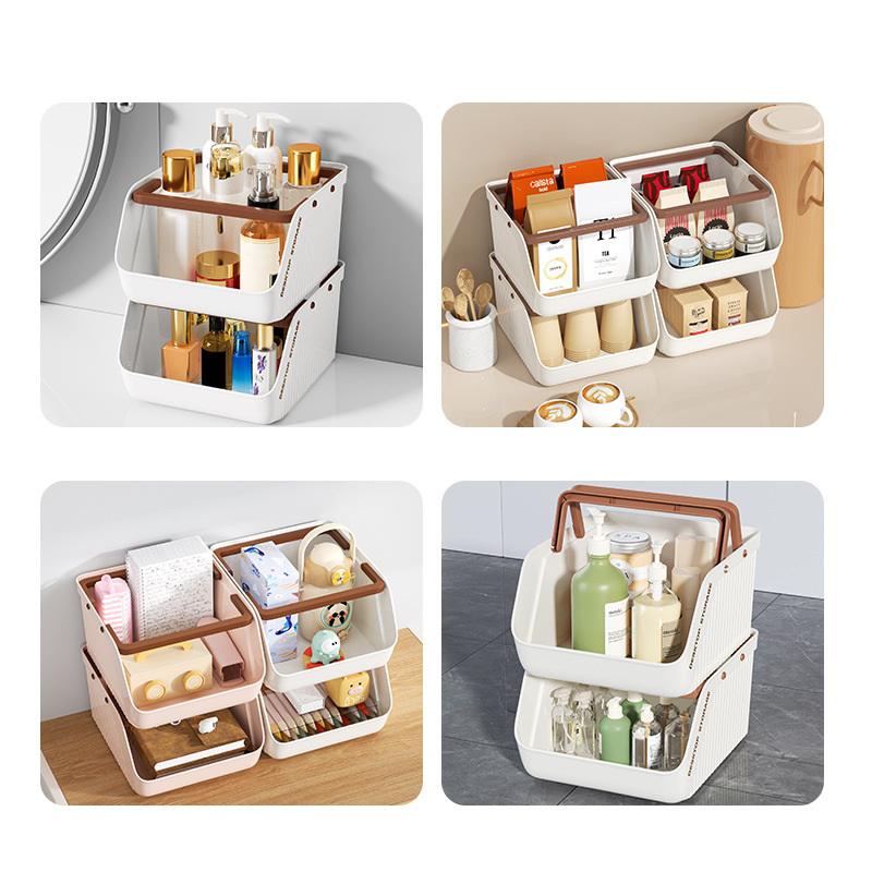 Desktop Portable Storage Box Large Capacity Stackable Storage Basket Snack Sundries Stationery Cosmetics Storage Box
