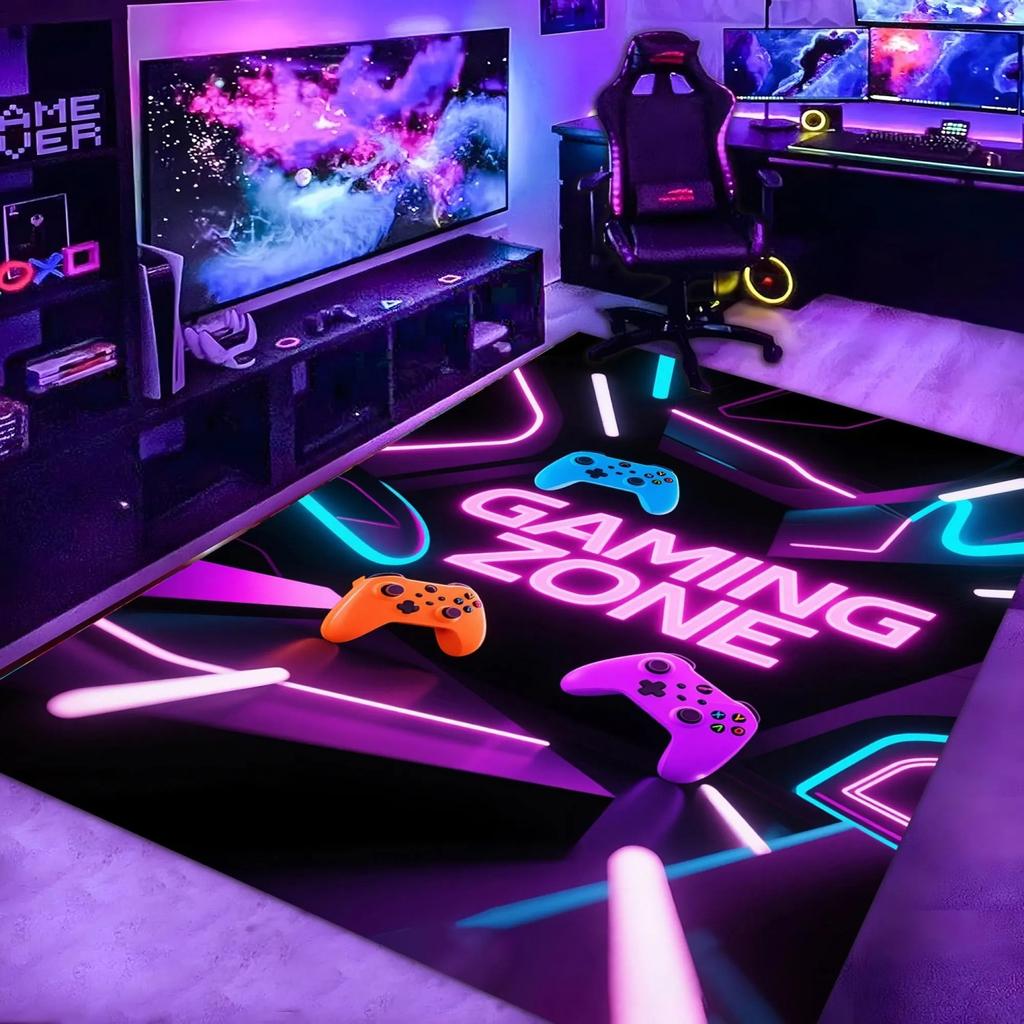 Gaming-Zimmer-Teppich Coolpunk-Spielzonen-Thema Teppich Rutschfest Weich Leicht zu reinigen Langlebig E-Sport-Trend Dekor Bereich Heimdekor Matte