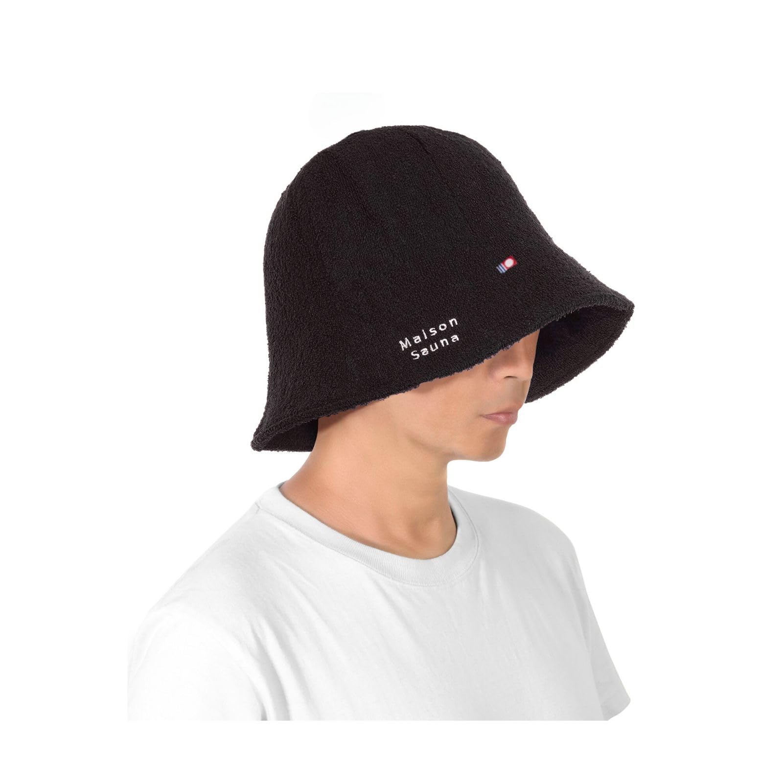 

[Maison Sauna] Sauna Hat Imabari Towel Prevents Hair Damage Deep Fit Tulip Hat (JP, Size Number, 68.0 cm, Black) чорний