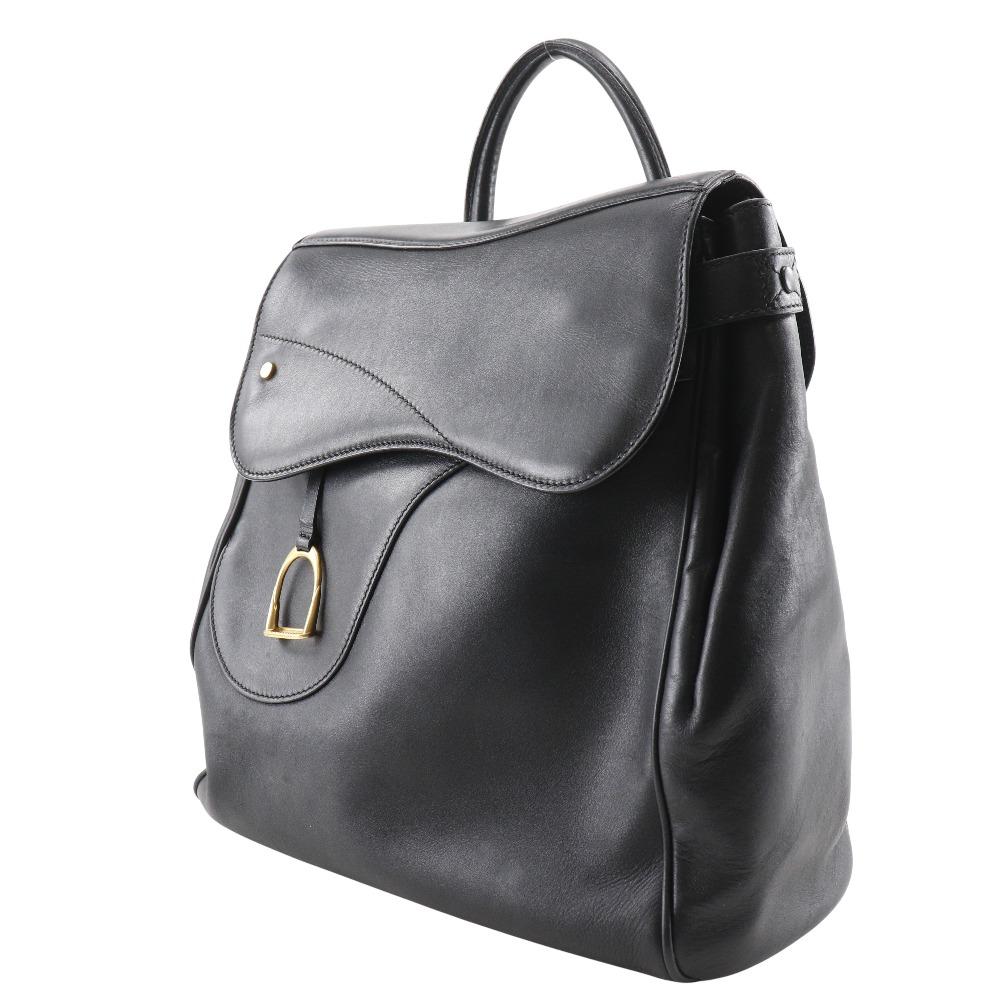 Gucci Old Gucci Backpack Daypack Vintage Black Calfskin Women Used