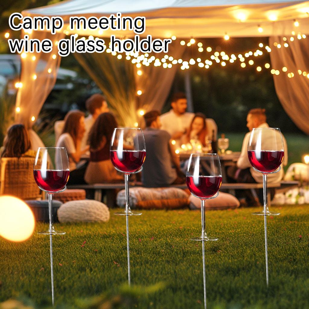 Outdoor Wine Glass Holder Stakes for Garden Parties Wine Glass Markers Metal Drink Holders for Outdoor Events and Picnics Set of 24