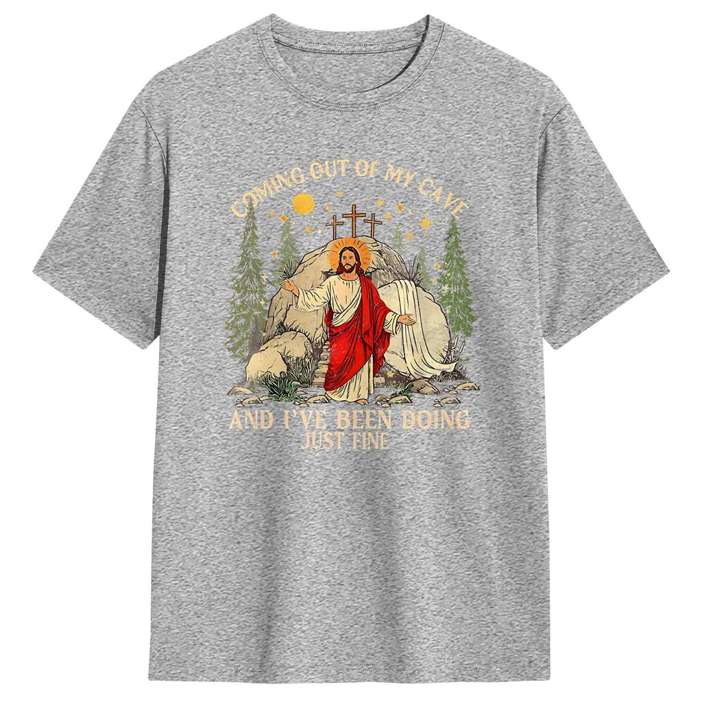Coming Out of My Cave the Jesus Resurrection EasterTShirt Summer Fashion TShirts Cotton Comfortable Tees ShortSleeved