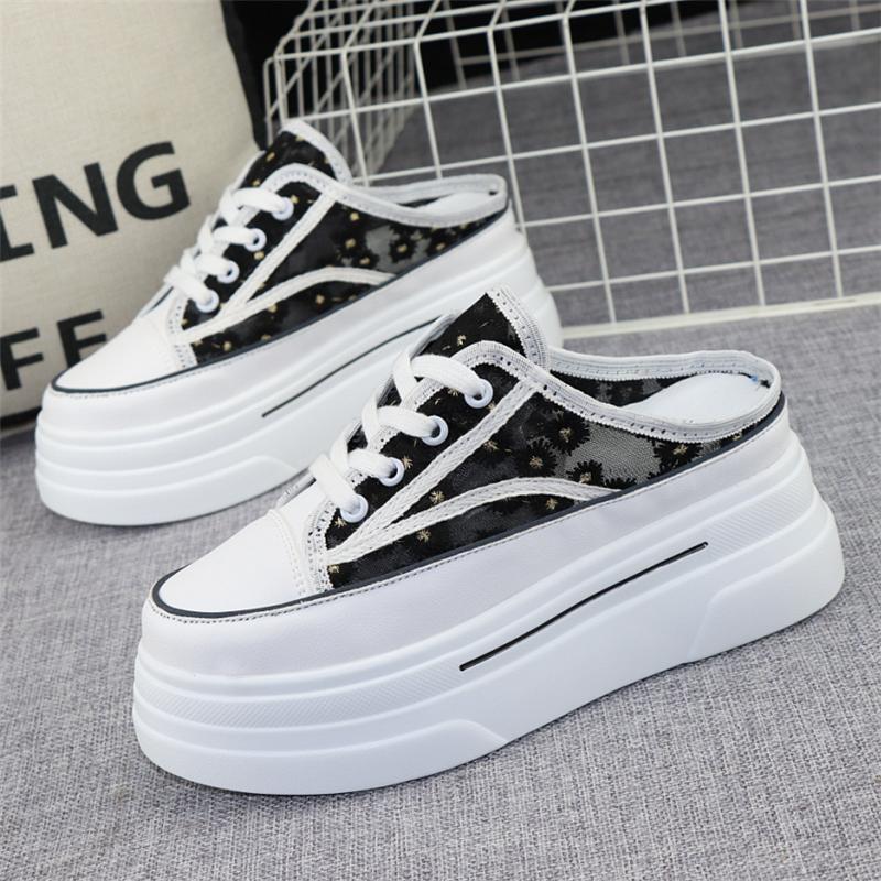 Fashion 8CM Breathable Sneakers Slippers Slides Platform Wedge Ladies Women Sandals Summer Fashion Comfy Sandals Slippers Female Shoes