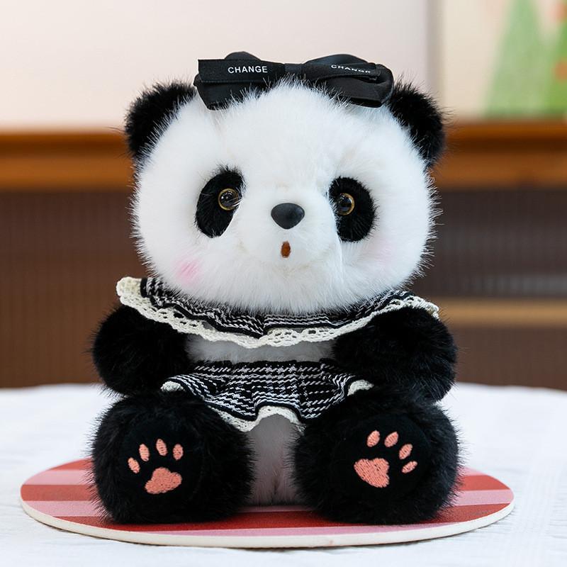 

Panda Handheld Plush Toy With Sunglasses And Clothing For Kids And Collectors BlackDress