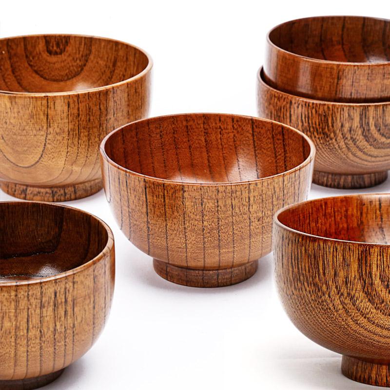 Japanese Sour Jujube Wood Bowl Baby Bowl Sour Jujube Wooden Bowl Salad Bowl Household Soup Bowl Noodle Bowl Household Tableware