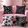 Black and White Plant Pattern Leaves Cushion Cover 2-in-1 Reversible Plush Pillow Cover | Car/Sofa/Bed | Perfect Gift