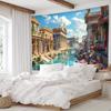 2D Fantasy Venice Style City Tapestry Ancient Roman Architecture with Water Canal Wall Decor Cloth for Home & Bedroom