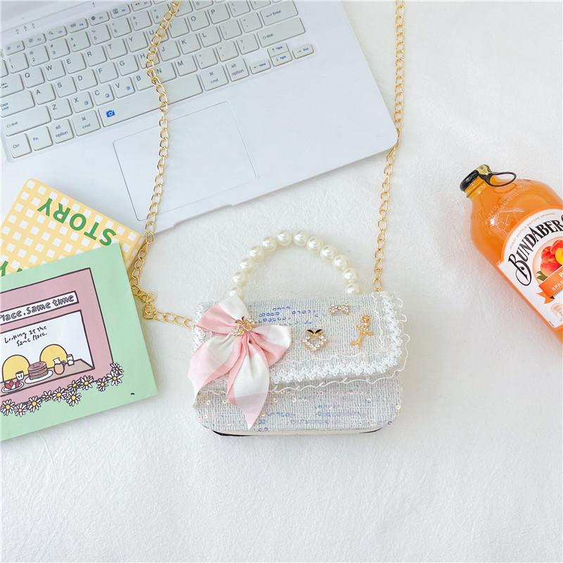 Adorable Mini Pearl Handbag For Girls Charming Chain Shoulder Bag For Children