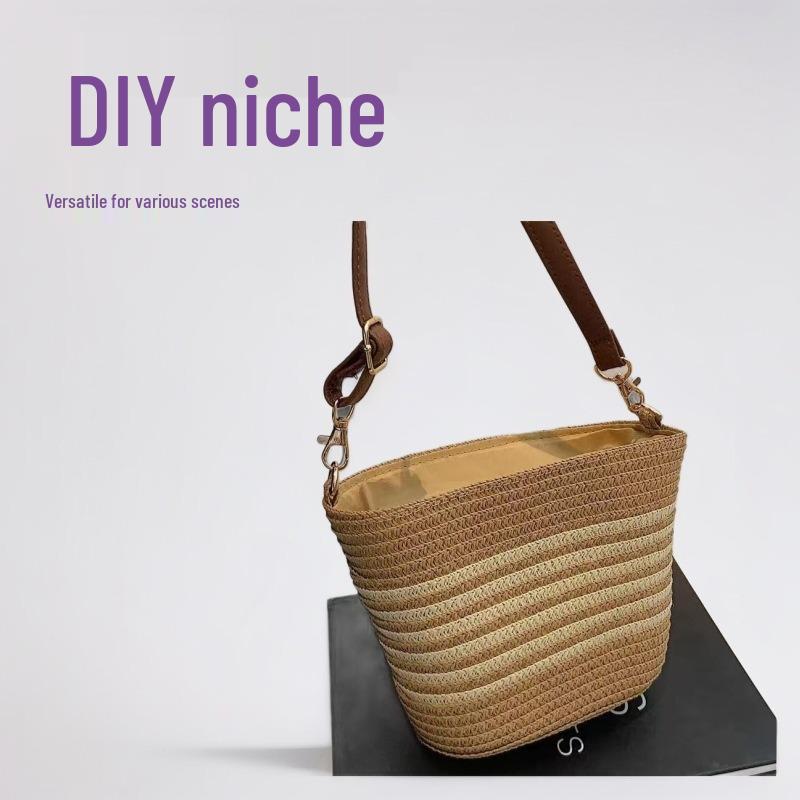 French-Style Woven Beach Tote - Versatile Single Shoulder Bag