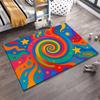 Colorful Spiral Pattern Carpet with Stars, Hearts, and Vibrant Design Suitable for Use As an Anti-slip for Living Room Bedroom Sofas