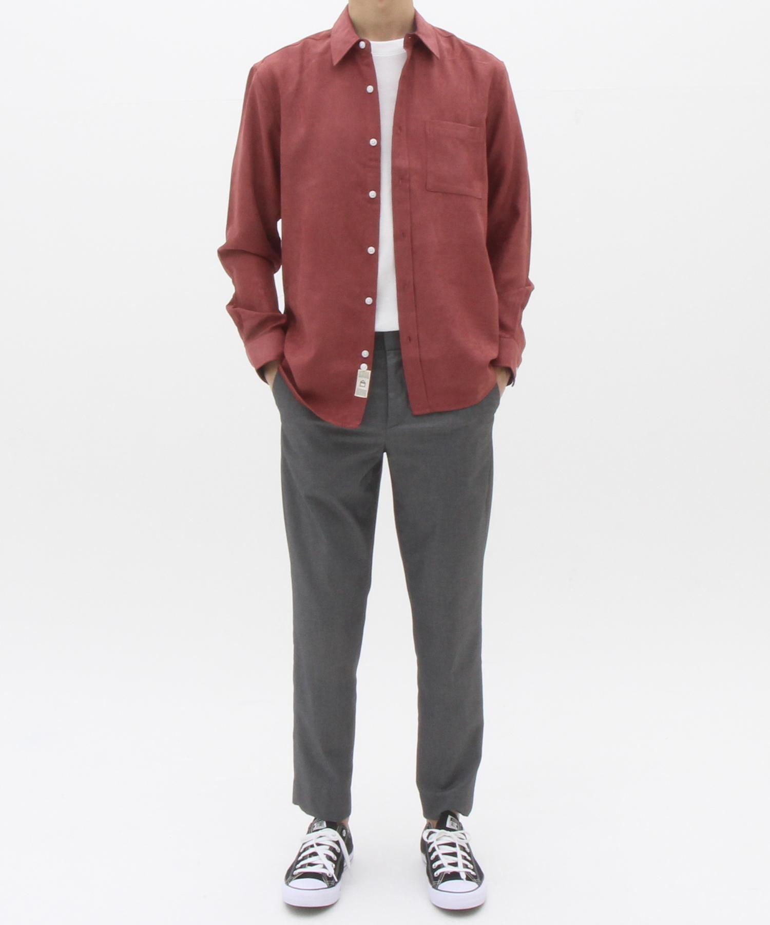 The Shirt Studio Wine Loose Fit Corduroy Shirt 120