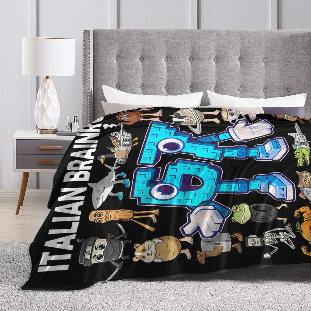 6 7 Italienischer Brainrot Sechs Sieben Meme Flanelldecke Langlebige Überwurfdecke für Wohnzimmer Lustige Bettdecke Sofa Bettbezug
