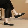 22309 Flat Shoes Women's Thick Heel New Square Head Word with Mary Jane Shoes Retro Shallow Mouth Matte Low Heel Single Shoes