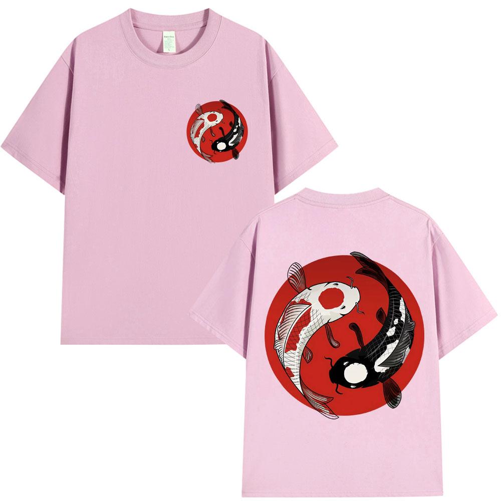 Japanese Style Koi Fish Graphic T Shirts Unisex Women Fashion Vintage Harajuku Oneck Tshirt Oversized Cotton Tshirts Streetwear