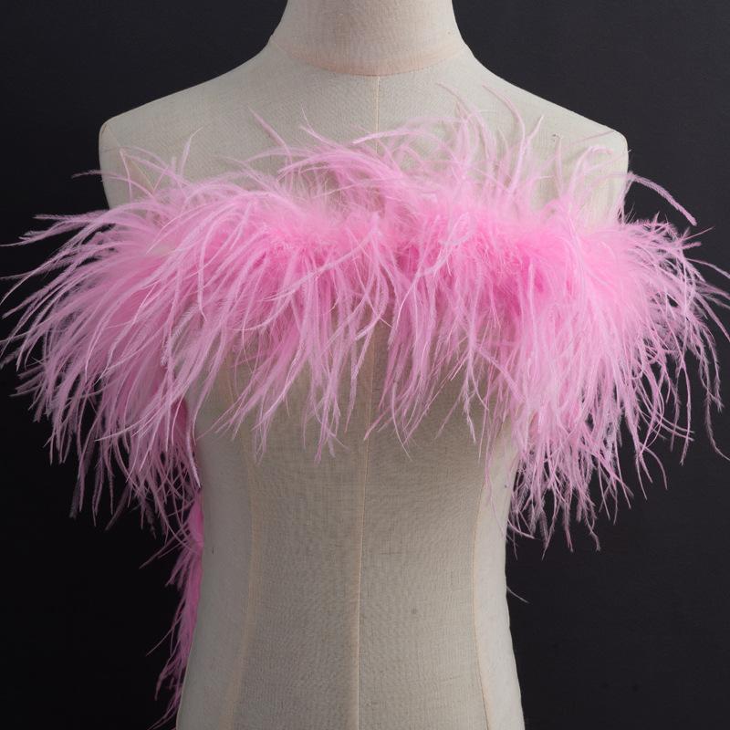 3 Layers Of Color Encryption Bold Ostrich Feather Strip Catwalk Latin Dance Dress Fashion Diy Handmade Clothing Accessories